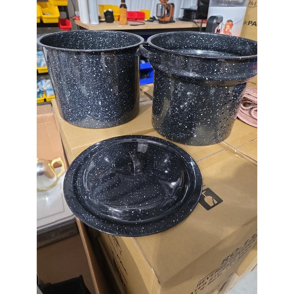 Granite Ware Blancher Stock Pot Strainer 7(ish)  Quart 3-piece Set Drainer Boxed